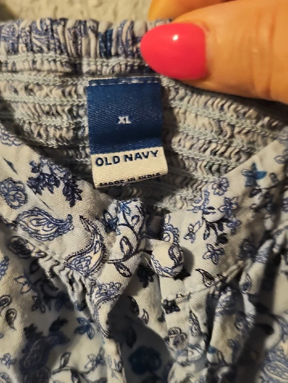 Old Navy White Blouse with Blue Floral Print - Women's